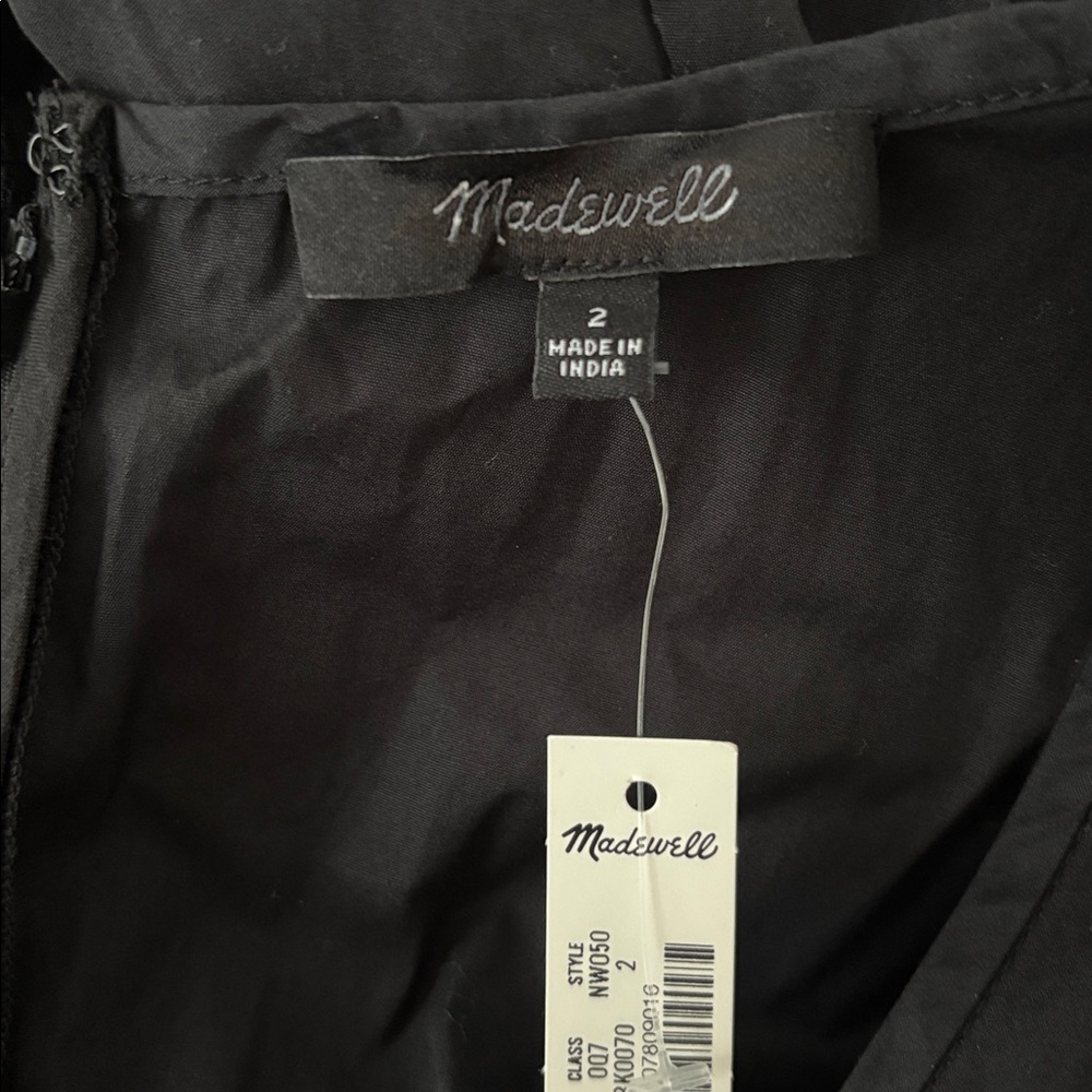 NWT Madewell V-Neck Black Midi dress Circle skirt A line fit & flare sleeveless - Picture 9 of 15
